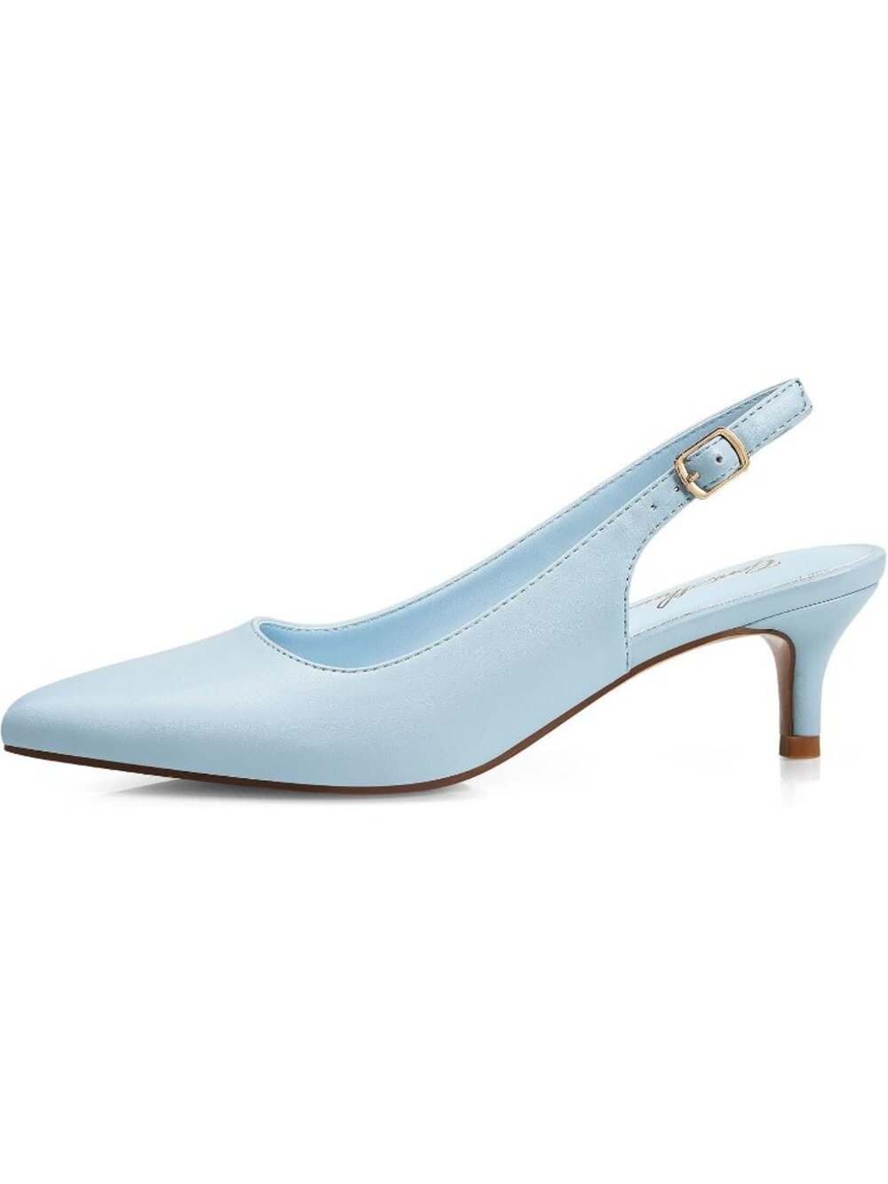 Women Blue Matte Slingback Pump Pointed Closed Toe Elegant Low Kitten Heel Shoes